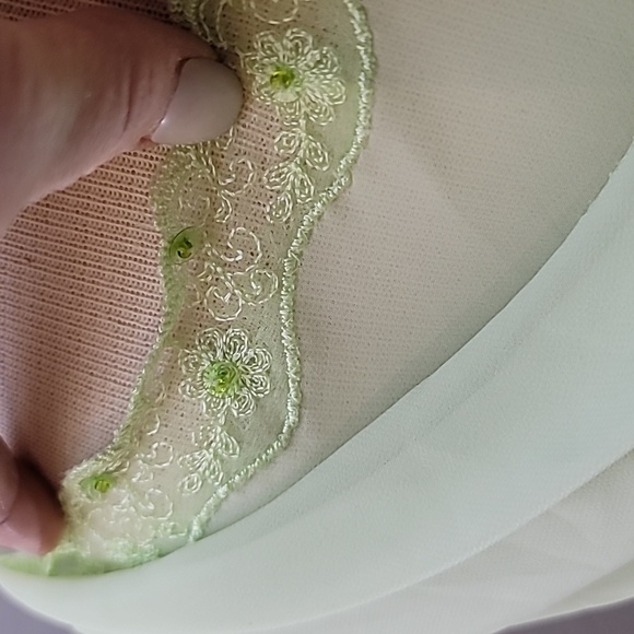 Delicates brand green slip dress nightgown lace sequin details size large - Picture 4 of 17